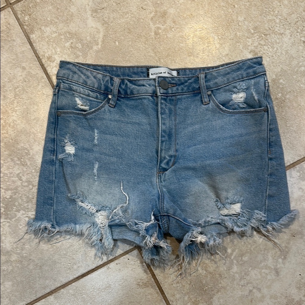 Articles of Society High Rise Destroyed Denim Shorts 27